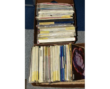 TWO BOXES OF OVER ONE HUNDRED AND SIXTY L.P'S AND 12'' SINGLES, to include Dance music, Classical and Pop music, including Th