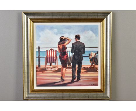 MARK SPAIN (BRITISH CONTEMPORARY) 'TREADING THE BOARDS', a limited edition print of a couple on a promenade with deckchairs 5