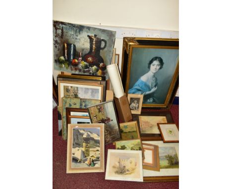 PICTURES AND PRINTS to include a framed print of Elizabeth Bowes-Lyon (H.M.The Queen Mother) approximate size 75cm x 50cm, Jo