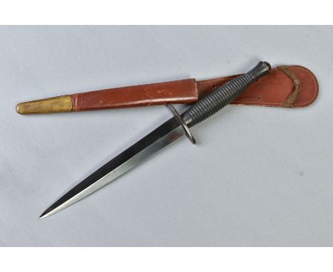 A WWII ERA 'FAIRBURN-SYKES' COMMANDO/SPECIAL FORCES DAGGER, this example is a 'Type 3' with ringed type alloy grip, the blade