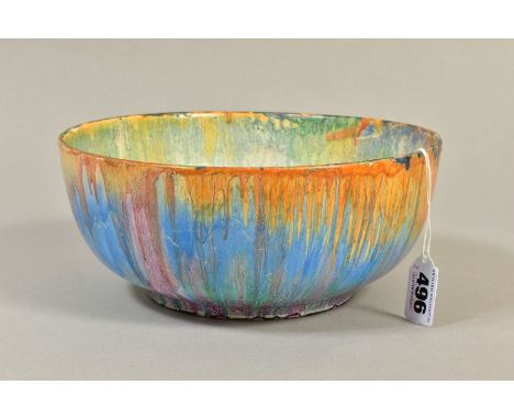 A CLARICE CLIFF DELECIA BOWL, worn interior, bears printed green Wilkinson Ltd and black Clarice Cliff marks to base, diamete