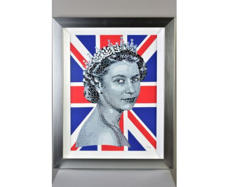 PAUL NORMANSELL (BRITISH 1978) 'HAPPY AND GLORIOUS', a limited edition print of H.M. The Queen 37/195, initialled bottom righ
