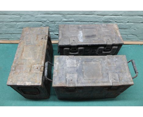 Three WWII dated metal ammunition crates