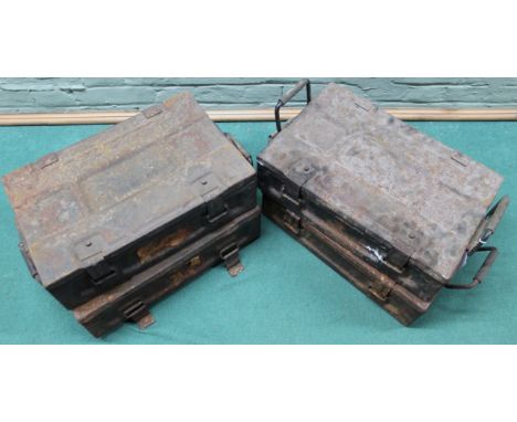Four WWII dated metal ammunition crates