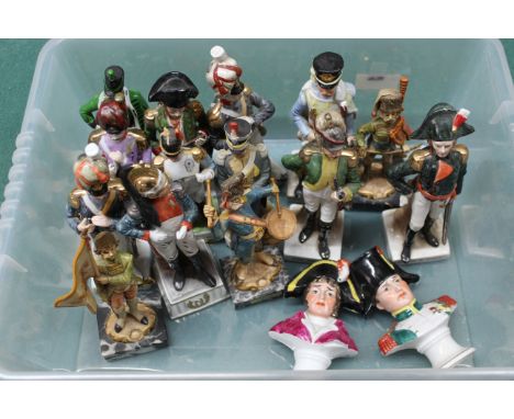 Sixteen ceramic military figures