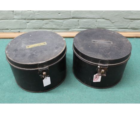 Two vintage hat tins (possibly military use)