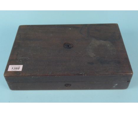 A period mahogany pistol case with Wilkinson trade label to inside of lid, for restoration with inside measurement of approx 