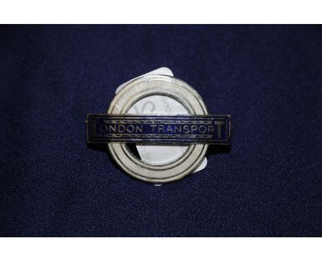 London Transport blue & white enamel cap badge 