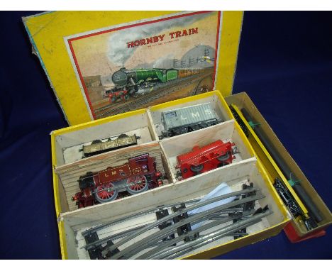 Boxed Hornby O gauge goods set with LMS No 70 engine and a boxed No 2 lumber wagon 