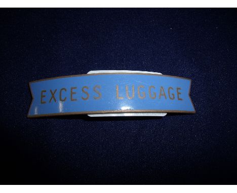 Scottish region brass and enamel small fishtail "Excess Luggage" cap badge by JR Gaunt London 