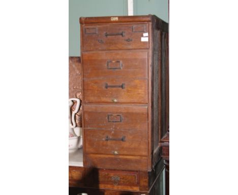 AN OLD OAK THREE-DRAWER FILING CABINET, by the Kilkenny Woodworkers. (1) 