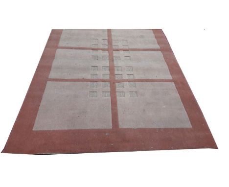 A PINK GROUND MODERN MACHINE MADE WOOL CARPET, 7ft7 (231cm)l x 6ft7 (170cm)w. (1) 