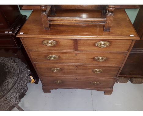 A REGENCY PERIOD MAHOGANY CHEST, the moulded rectangular top above three long and two short drawers, raised on bracket feet, 
