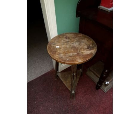 A TWO-TIER CIRCULAR DUMB WAITER OR WINE TABLE, in the Georgian style with tripod base; another smaller similar table; and a c