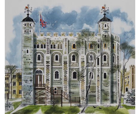 Ronald Maddox (British, B. 1930) "Tower of London" Signed lower left. Original Watercolor painting on Illustration Board. Pro