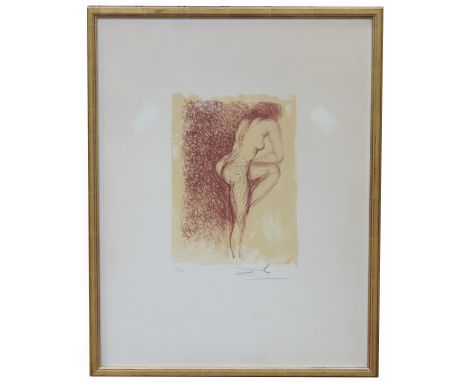 Salvador Dali (1904 - 1989) Nude Lithograph. Pencil signed and numbered (21/150) in lower portion. Gallery label verso. Prove