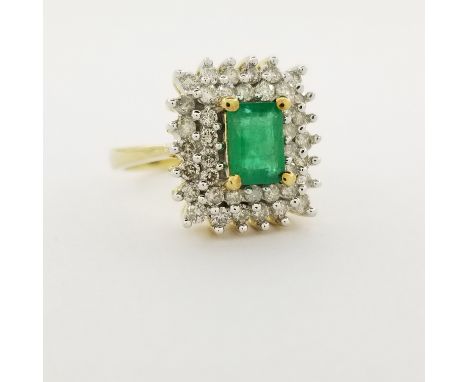 10K Gold Emerald &amp; Diamond Ring. Stamped '10K' inside ring. Total Weight: 3.1 dwt / 4.8 g Ring Size: - All silver, gold a