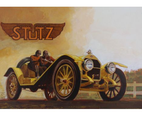 Dick Simms (American, B. 1932) "Stutz Bearcat 1933" Signed lower left. Original Oil on Acrylic Board. Provenance: Collection 