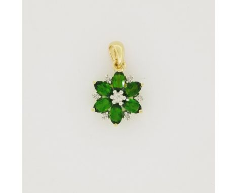 10K Gold Diamond &amp; Emerald Star Pendant. Stamped '10K' on loop. Total Weight: 1 dwt / 1.5 g Size: 2 x 1.2 cm. - All silve