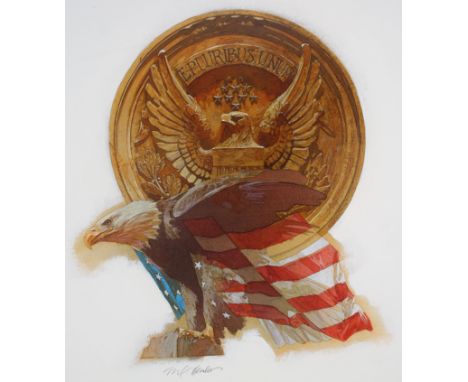 Mark Schuler (American, B. 1951) "Hermes Spaceplane" Signed lower left. Original Mixed Media on Illustration Board. Provenanc