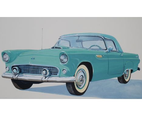 Robert Seabeck (Wyoming, B. 1945) "1955 Thunderbird" Signed lower left. Original Mixed Media painting on Paper. Provenance: C