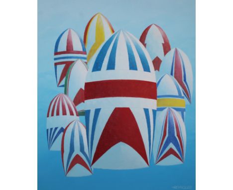 Keith Reynolds (American, B. 1929) "America's Cup" Signed lower right. Original Oil painting on Canvas Board. Provenance: Col