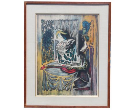 Vytautas Kasiulis (Lithuania, 1918 - 1995) Lithograph of an interior scene with figures. Pencil signed and numbered (14/50) i