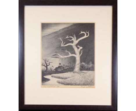 Buell Whitehead (Florida, 1919 - 1993) Black &amp; White Lithograph of the Florida Everglades. Pencil signed lower right. Tit