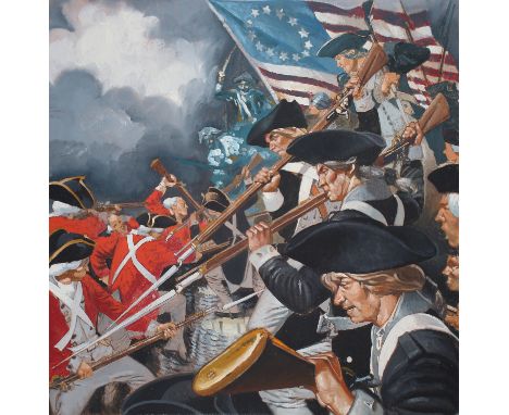 Jim Butcher (American, B. 1944) "American Victory At Yorktown" Signed lower right. Original Oil painting on Canvas. Provenanc