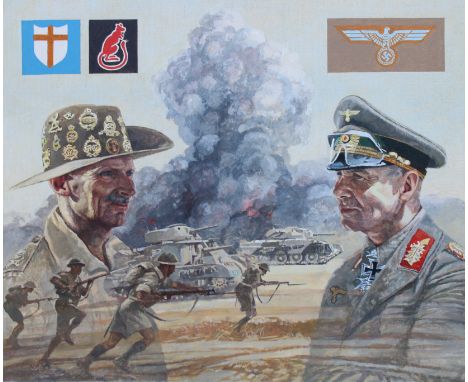 Brian Sanders (British, B. 1937) "General Montgomery and General Rommel" Original oil painting on Canvas. Provenance: Collect