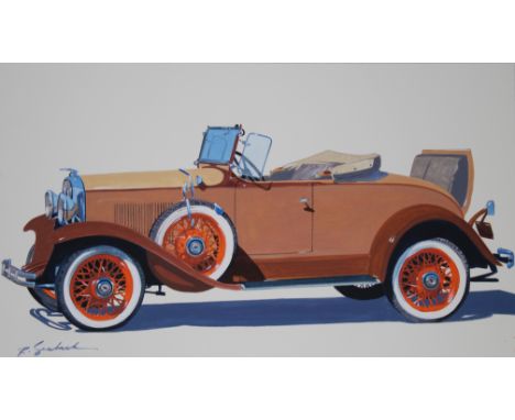 Robert Seabeck (Wyoming, B. 1945) "1931 Sport Roadster" Signed lower left. Original Mixed Media painting on Paper. Provenance