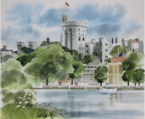 Ronald Maddox (British, B. 1930) "Windsor Castle in England" Original Watercolor painting on Paper. Provenance: Collection of