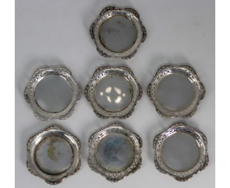 (7) .800 Silver Demitasse Saucers. Each stamped in the interior. Total Weight: 4.83 ozt.