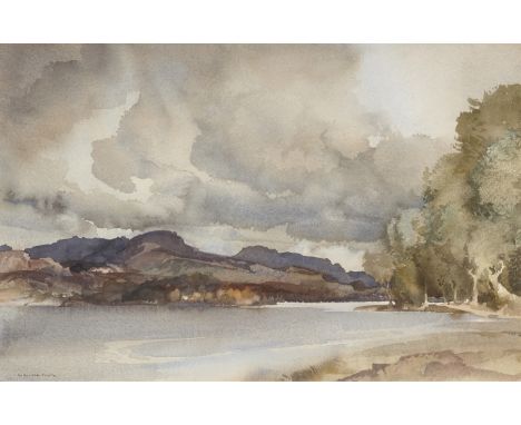 Sir William Russell Flint, RA PRWS,  Scottish 1880-1969- Threatening Storms, Loch Earn; watercolour on paper, signed lower le