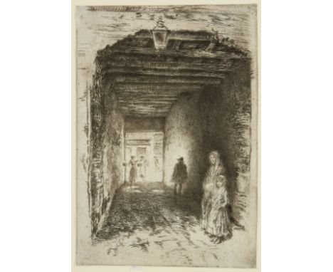 James Abbott McNeill Whistler, RBA,  American 1834-1903- The Beggars; etching and drypoint on laid paper, signed with the but