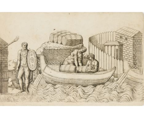 Italian School,  17th Century- Scenes from the Trajan’s Column: Three Plates; etchings on laid paper, with watermark Shield w