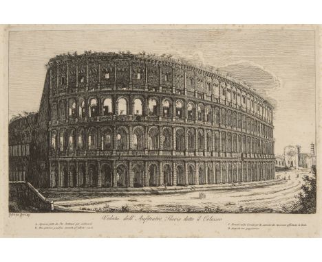 Luigi Rossini,  Italian 1790-1857- Set of four etchings from Le Antichità Romane: Veduta dell'Anfiteatro Flavio detto il Colo