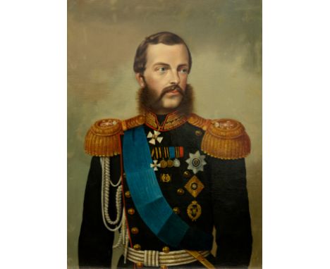 After Georg von Bothmann,  German 1810-1891- Portrait of Grand Duke Mikhail Nikolaevich of Russia, half-length, wearing unifo