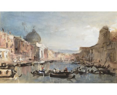Hercules Brabazon Brabazon,  British 1821-1906- A View of the Upper reaches of the Grand Canal with S. Simeone, Venice, after