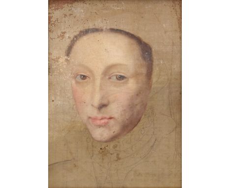 Follower of Peter Gertner,  German c.1495/1500-after 1541- Portrait of a lady - a sketch; oil, black lead pencil and brown ch