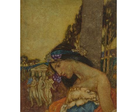 Noel Laura Nisbet, RI,  British 1887-1956- A Bacchante; watercolour and bodycolour on paper, signed 'N. NISBET / R.I.' (lower