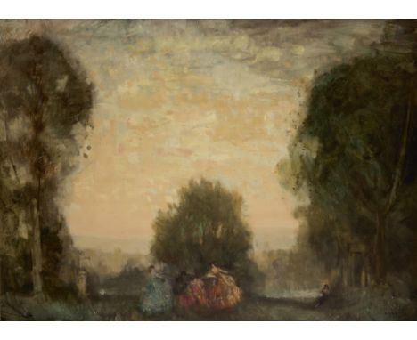 William George Robb,  British 1872-1940- An Italianate landscape with figures in elegant dress; oil on canvas, signed and dat