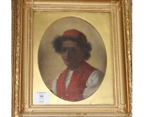 JLC, oil on canvas, portrait of a Turkish youth, initialled, 10 x 7.5in.