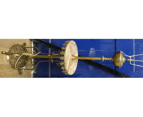 A brass and onyx standard lamp Base 42cm