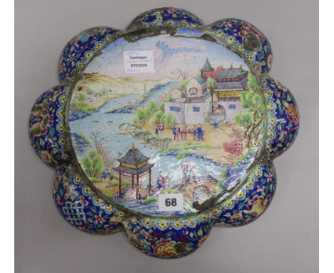 An 18th century Chinese enamel basin diameter 39cm