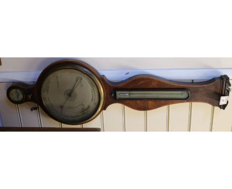 A mahogany wheel barometer W.30cm