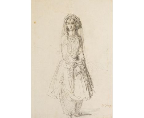 * Victoria, Princess Royal (Victoria Adelaide Mary Louise, 1840-1901). Pencil drawing of a girl in Eastern Mediterranean atti