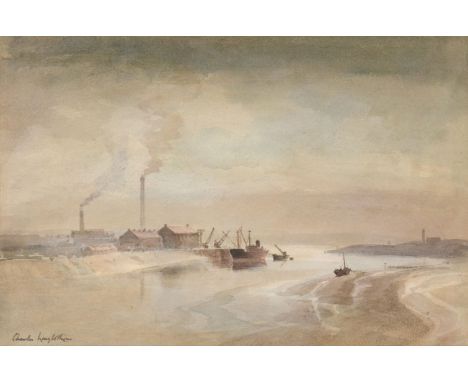 * Longbotham (Charles Norman, 1917-1999). The River Lune, watercolour on paper, depicting a working dock on the river, signed