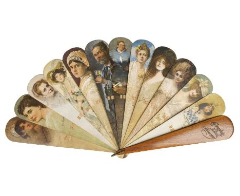 * Vienna. The Concordia Ball, February 1907, large wooden brisé fan, with very wide sticks (eleven inner and two guards), eac