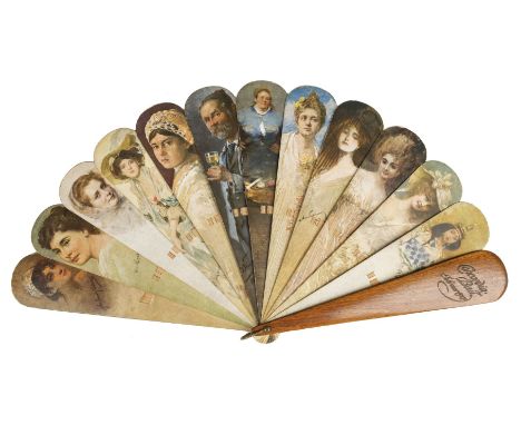 * Vienna. The Concordia Ball, February 1907, large wooden brisé fan, with very wide sticks (eleven inner and two guards), eac